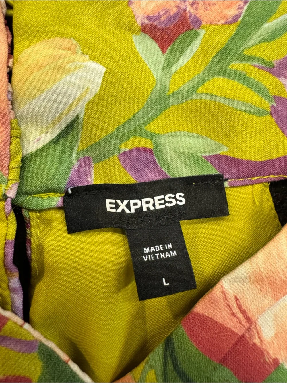 Express Floral Halter Neck Tank Top - Green Pink Floral Floral Lined - Picture 11 of 11
